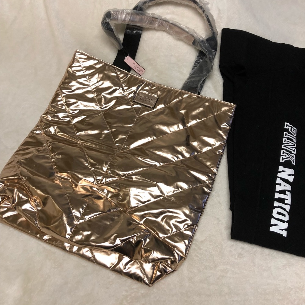 Victoria secret rose gold tote only